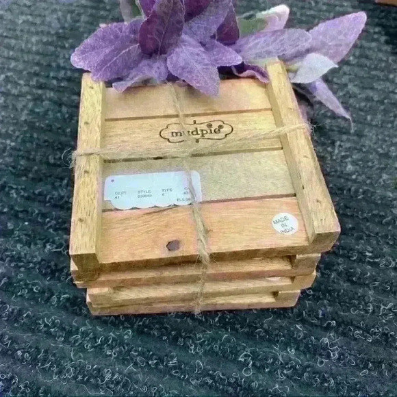 NEW SET of 4 Distressed Wood Coasters by Mud Pie - CHEERS, TOAST, DRINK - Picture 9 of 9